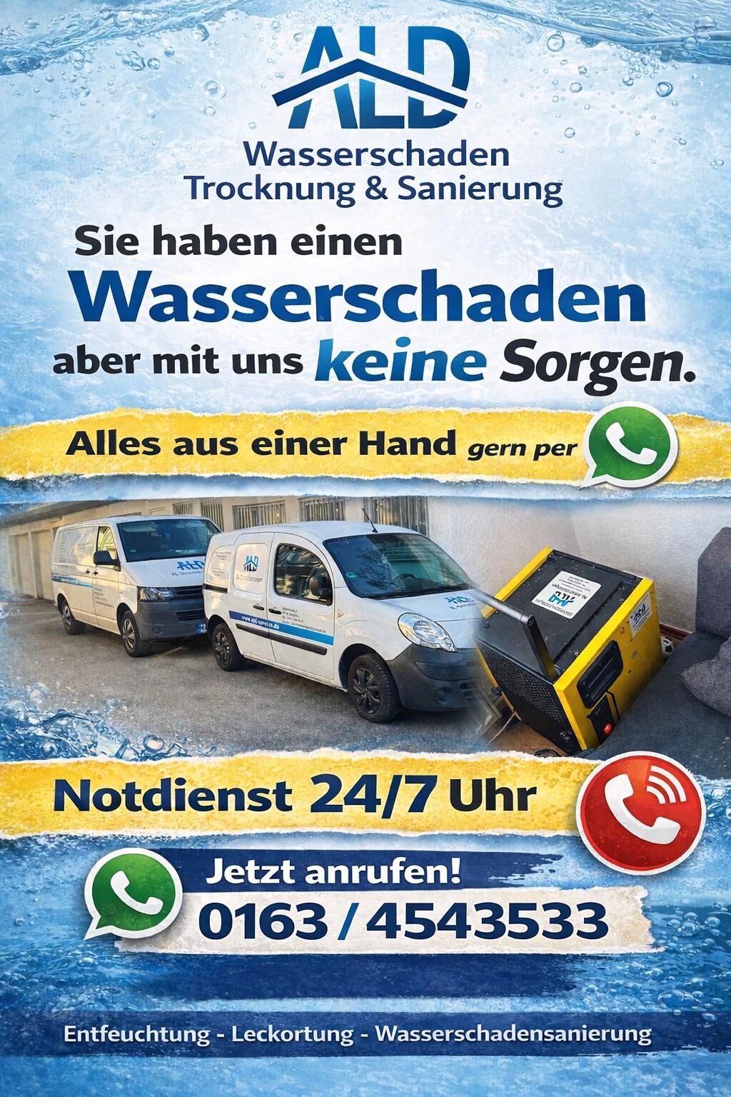 Wasserschaden-Notdienst 24/7
